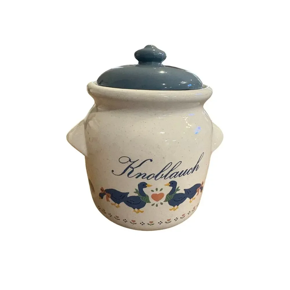 VTG Ceramic Geese Canister 8x6 Vent Cottagecore Country Farm Onion Garlic German